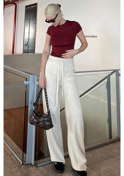 Bej Beli Ayarlanabilir Geniş Paça Pantolon MG2089 modelleri