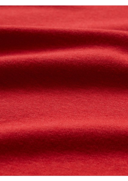 Kadın Kırmızı Supima® Modern Bisiklet Yaka Uzun Kollu T-Shirt modelleri