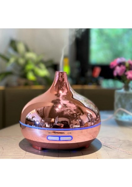 Aroma Difüzör Hava Nemlendirici Parlak Rosegold Kaplama Kumandalı Buhar Makinesi 550ML