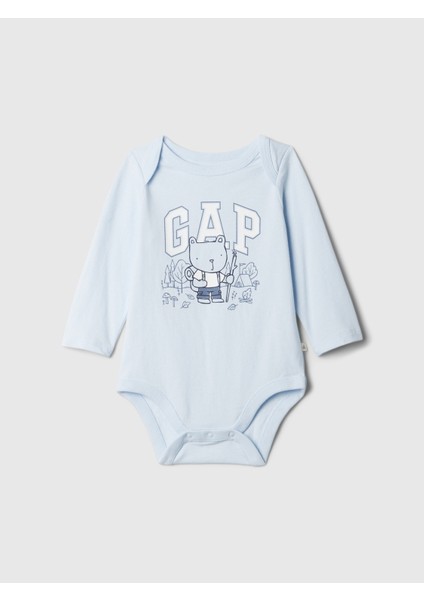 Bebek Mavi Gap Logo Brannan Bear Grafikli Bodysuit