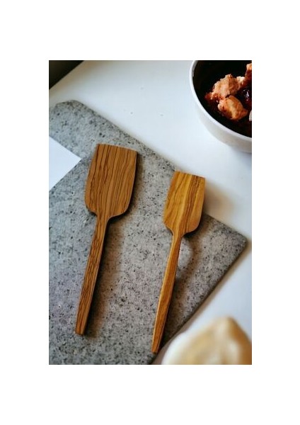 Ahşap Spatula Seti Tahta Spatula 2'li Ahşap Spatula Kaşık Servis Spatulası Mutfak Spatulası