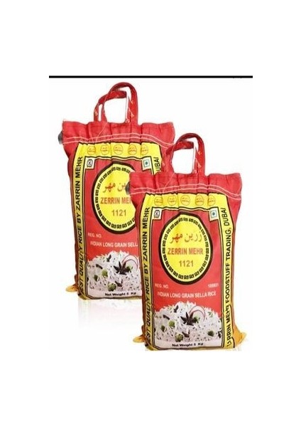 10 kg 1121 Grain Long Basmati Pirinç. Zarrin Mehr. Zarrin. Kepse