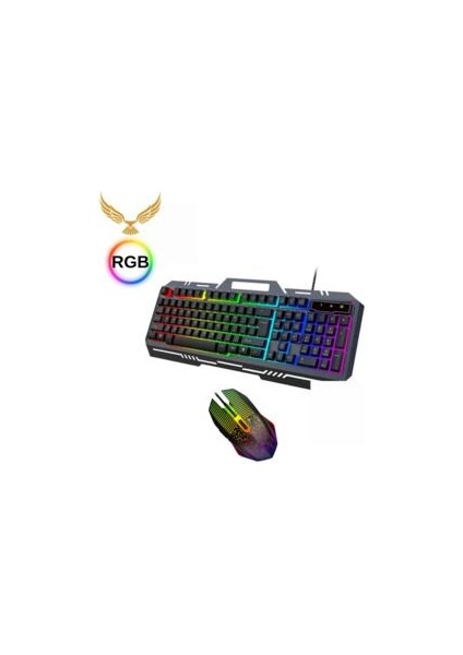 Lord Rainbow Oyuncu Klavye Mouse Seti USB Girişli Kablolu 2in1 Gaming Set Klavye CT-K09