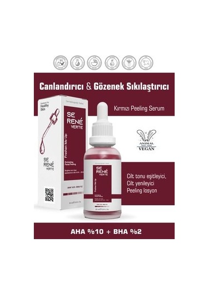 Canlandırıcı & Gözenek Sıkılaştırıcı Kırmızı Peeling Cilt Serumu 30 ml (Aha 10% + Bha 2%)