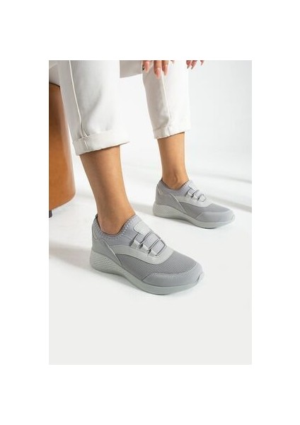 Buz Gri Anatomik Esnek Taban Slip-On Spor Ayakkabı Günlük Sneaker