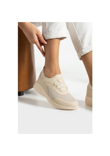 Bej Anatomik Esnek Taban Slip-On Spor Ayakkabı Günlük Sneaker fiyatları