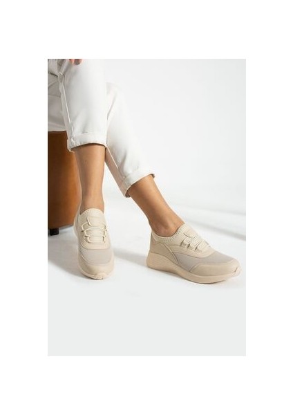 Bej Anatomik Esnek Taban Slip-On Spor Ayakkabı Günlük Sneaker fırsatları