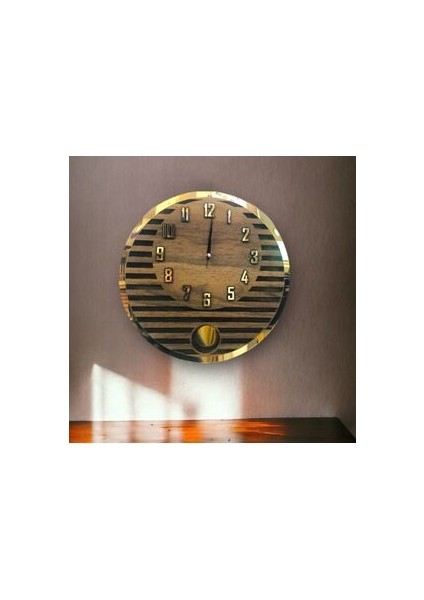 STE Desing Yuvarlak Model Modern Sarkaclı Duvar Saat, Ahşap Duvar Saati, Duvar Saati, Sarkaclı Saat, Wall Clock