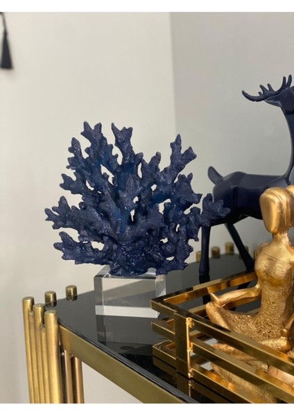 Modern mercan taşlı lacivert kristal kaidelı şık aksesuar modelleri