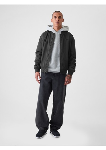 Erkek Siyah Gap Logo Relaxed Bomber Ceket modelleri
