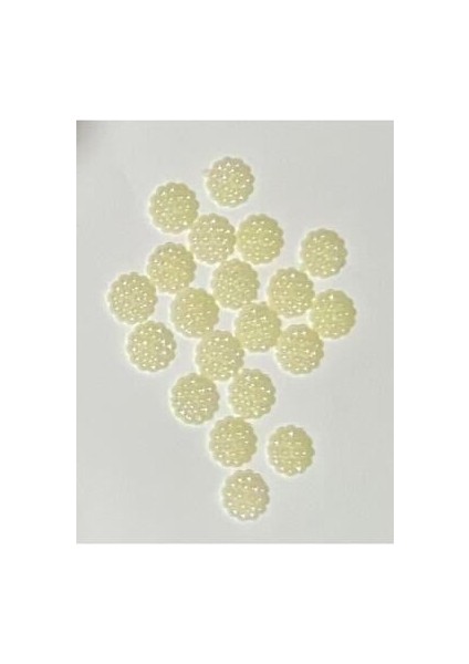 Tırtıklı Janjan Yapıştırma El Işleme Yarım Inci Açık Krem 14 mm 25 Gram Tahmini 80 Adet.