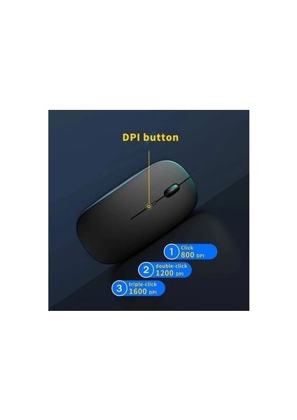 Şarjlı Mouse 2.4ghz USB Wireless ve Bluetooth Lu Sessiz Mat Siyah