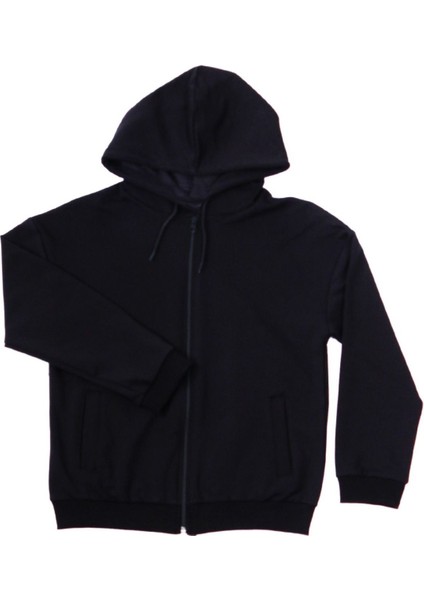 Çocuk Unisex Okul Hırkası Düz Renk Fermuarlı Kapşonlu C15