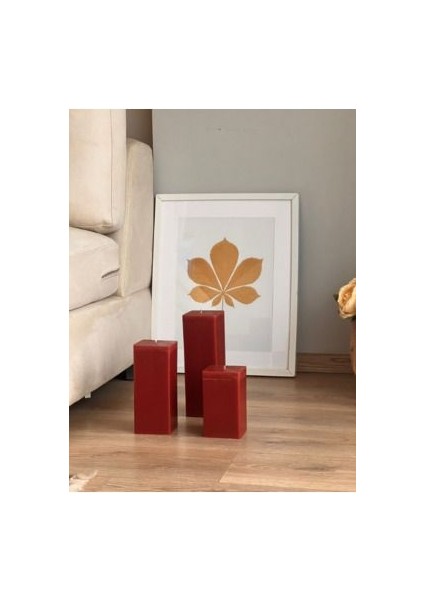 3 Lü Kare Set Mum Kırmızı Kokulu Blok Büyük Mum fırsatları