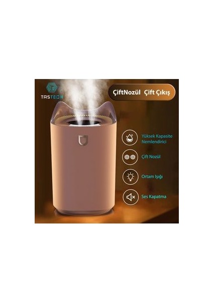 3l Ultrasonik Oda Hava Nemlendirici Çift Sprey Aromatherapy Ev Ofis Humudifier Rgb Işıklı