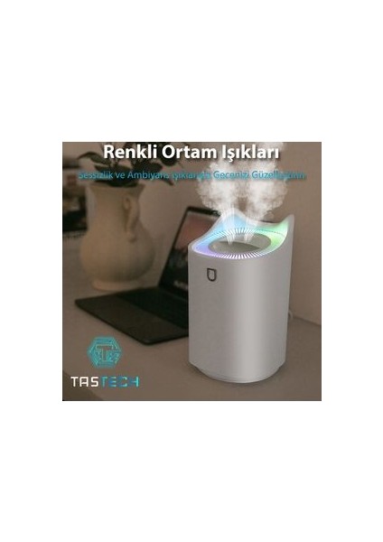 3l Ultrasonik Oda Hava Nemlendirici Çift Sprey Aromatherapy Ev Ofis Humudifier Rgb Işıklı