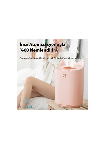 3l Ultrasonik Oda Hava Nemlendirici Çift Sprey Aromatherapy Ev Ofis Humudifier Rgb Işıklı