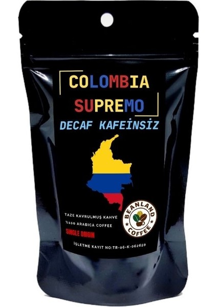 Decaf Kafeinsiz Colombia Supremo 50 gr