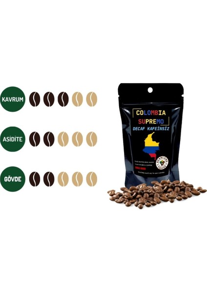 Decaf Kafeinsiz Colombia Supremo 50 gr