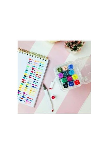 Çift Taraflı Touch Marker Kalem 12'li Set Kutulu