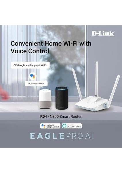 D-Lınk R04 N300 2.4ghz Mesafe Genişletici Ev Ofis Tipi Router Yapay Zeka Destekli