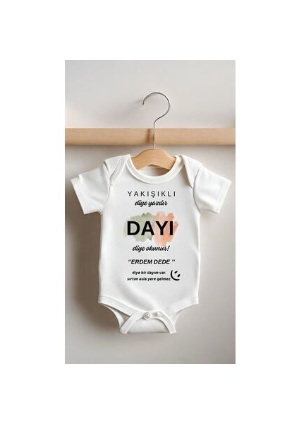 Genel Markalar Yakışıklı Diye Yazılı Dayı Diye Okunur Baskılı Bebek Body Zıbın