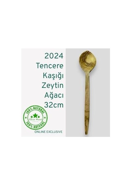 Ceren Wooden Doğal Zeytin Ağacı Ahşap Tahta Tencere Kaşığı El Yapımı Handmade