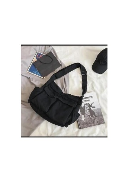 Stillex Vintage Unisex Kargo Cep Iç Hacmi Geniş Siyah Postacı Çanta modelleri