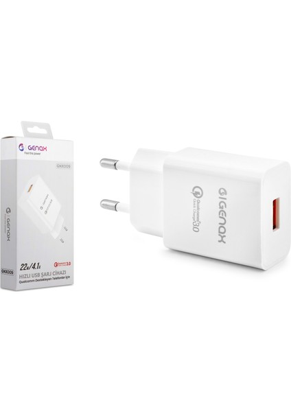 GNX009 USB Şarj Adaptörü 4.1A / 22W Beyaz