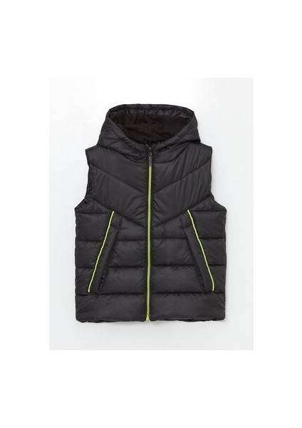 Lcw Kids Yeni Siyah Kapüşonlu Erkek Çocuk Şişme Yelek