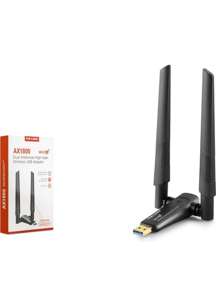 Pıx-Lınk UAX06 USB Wıfı Adaptor AX1800 Dual Band  2.4ghz&5ghz AIC8832BU