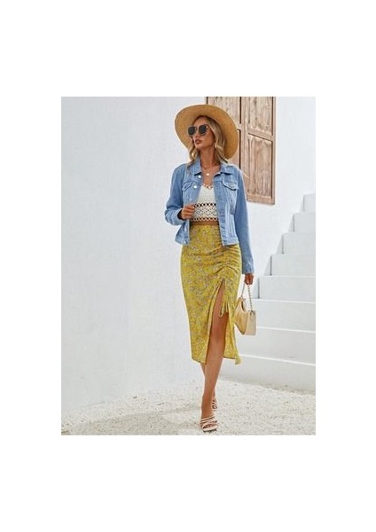 Kadın Slim Fit Denim Kot Ceket Açık Mavi modelleri