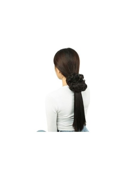 Yoğun Fiber Sentetik Lastikli Topuz Toka / Kahverengi / (CLZ175)