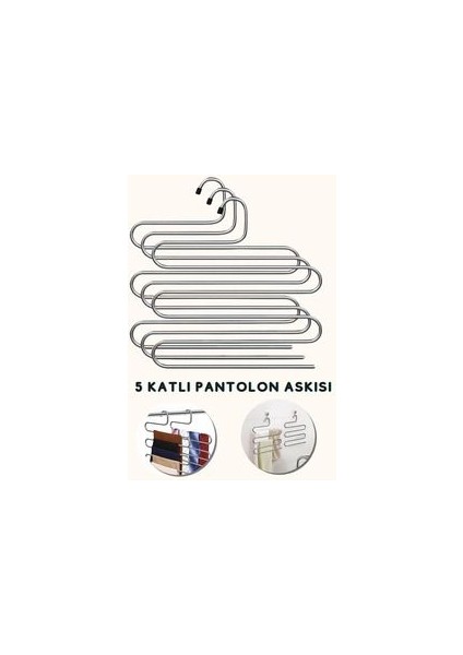 3 Adet Metal Pantolon Askısı 5 Katlı Askı
