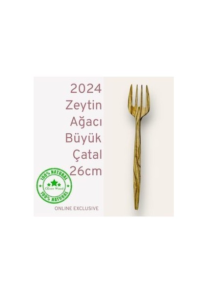 Ceren Wooden Doğal Zeytin Ağacı Çatal Tahta Ahşap Çatal El Yapımı Handmade