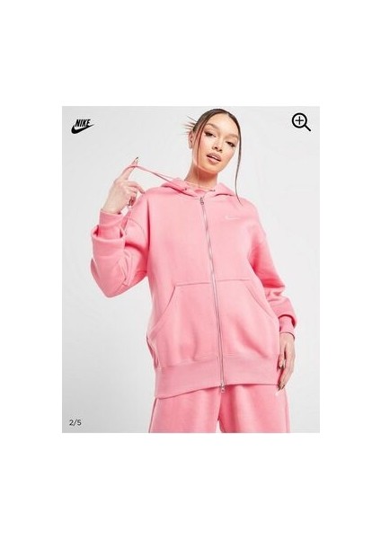 Sportswear Phoenix Fleece Oversized Full-Zip Hoodie Pembe Kadın Sweatshirt DQ5758-611