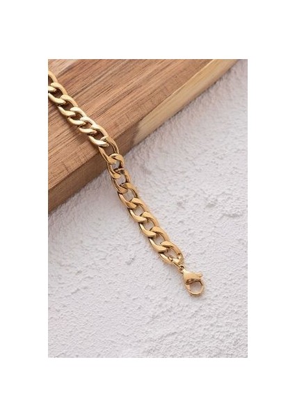 Çelik Kalın Gurmet Zincir Halhal Denizde Günlük Kullanıma Uygun Büyük Küba Halhal 6mm 22CM+3CM fırsatları