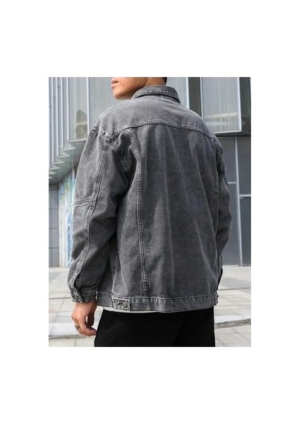 Erkek Gri Slim Fit Kot Ceket modelleri