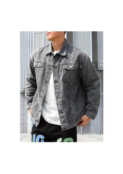 Erkek Gri Slim Fit Kot Ceket indirimleri