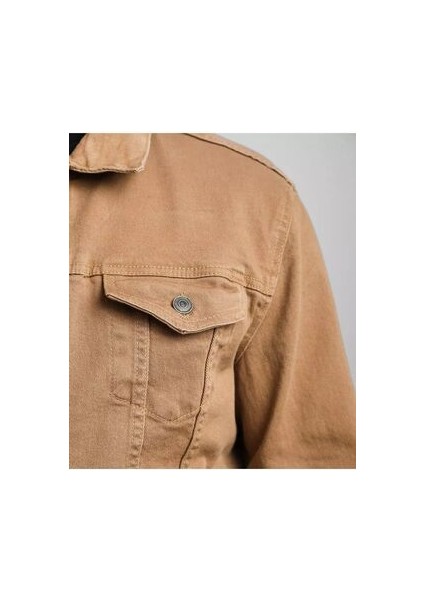 Erkek Düğmeli Çift Cepli Gabardin Taba Ceket modelleri