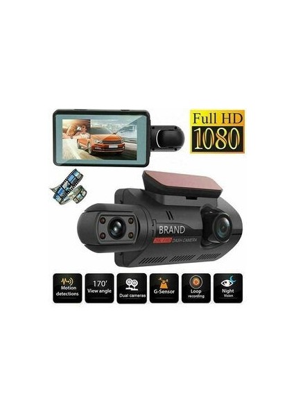 2 Kameralı Araç Içi Kamera Ekranlı 2 Lens Cardvr Dash Cam Ön Ve Iç