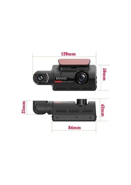 2 Kameralı Araç Içi Kamera Ekranlı 2 Lens Cardvr Dash Cam Ön Ve Iç