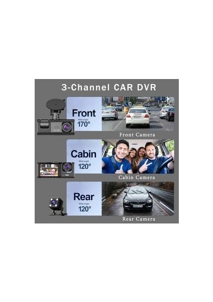3 Kameralı Araç Içi Kamera Kayıt Cihazı 3 Lens Cardvr Dash Cam Ön Iç Ve Geri Görüş Kamerası modelleri
