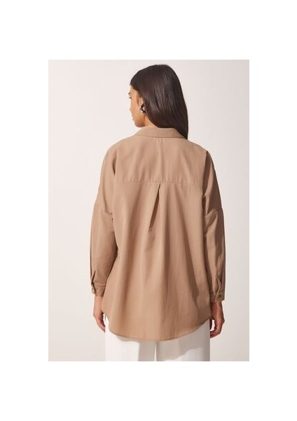 Oversize Basic Gömlek Vizon