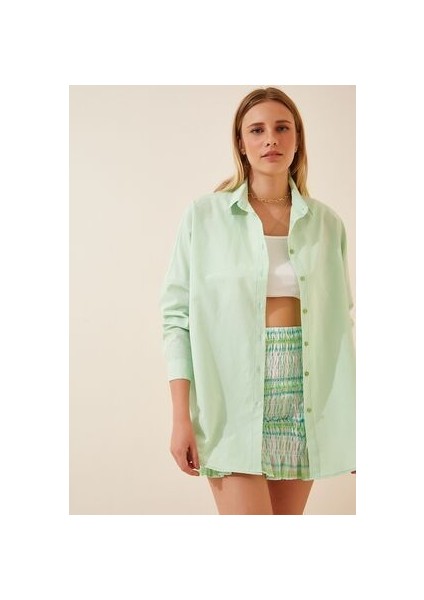 Oversize Basic Gömlek Açık Yeşil fiyatları