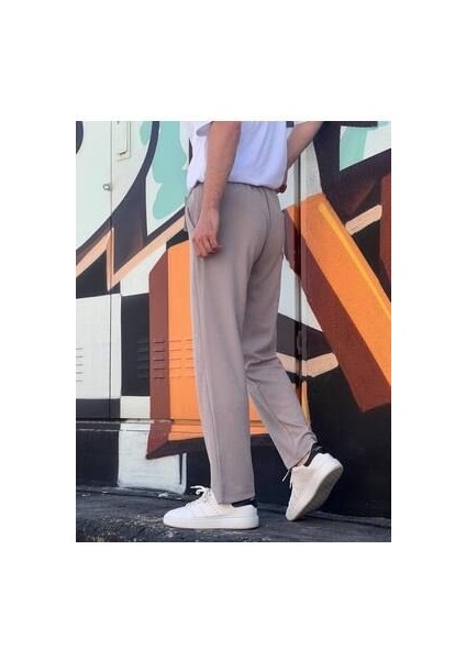 Yeni Sezon Beli Lastikli Rahat Kalıp Esnek Kumaş Baggy Pantolon fırsatları