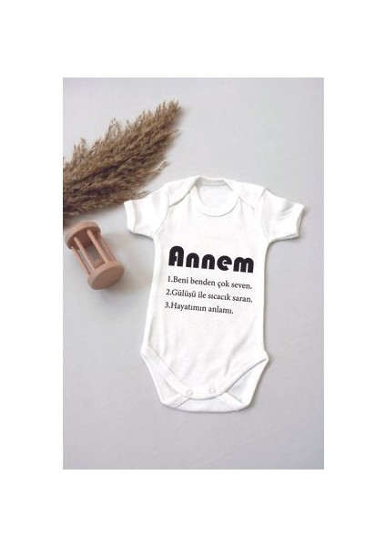 Unisex Bebek Annem Beni Benden Kişiye Özel Baskılı Organik Kısa Kol Badi