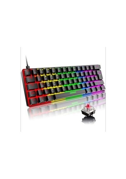 Mekanik Oyuncu Klavyesi Rgb LED Işıklı Type-C Girişli Red Switch Mechanical Gaming Keyboard