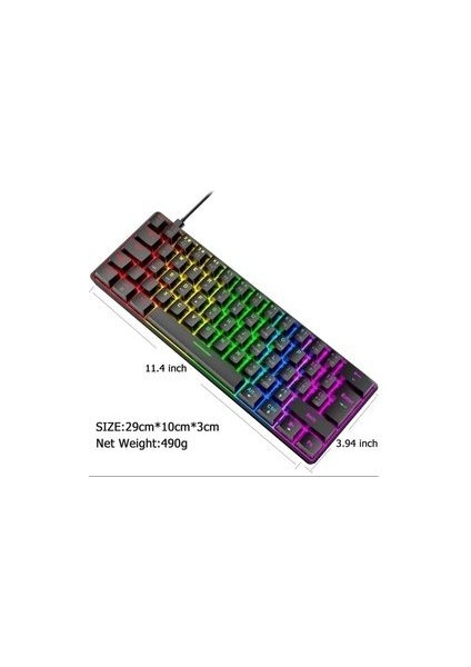 Mekanik Oyuncu Klavyesi Rgb LED Işıklı Type-C Girişli Red Switch Mechanical Gaming Keyboard