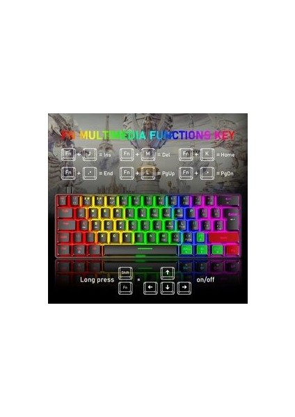 Mekanik Oyuncu Klavyesi Rgb LED Işıklı Type-C Girişli Red Switch Mechanical Gaming Keyboard